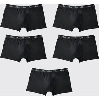 Mens Black Plus Size 5 Pack Man Script Boxers