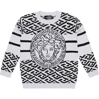 Versace Kids Medusa Greca cotton and wool sweater - grey - Y 8