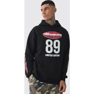 Mens Black Tall Homme Racing Oversized Hoodie