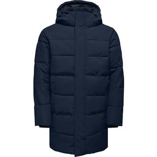 ONLY & SONS Carl Long Quilted Coat Navy Blazer