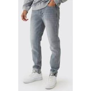 Mens Mid Grey Slim Fit Turn Up Hem Jeans