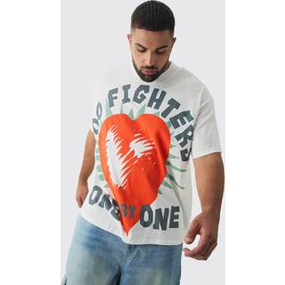 Mens White Plus Oversized Large Scale Foo Fighters License T-Shirt