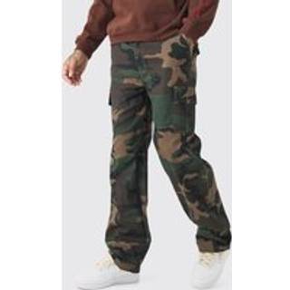 Mens Multi Tall Fixed Waist Camo Twill Cargo Trouser