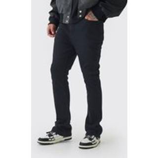 Mens True Black Tall Stretch Denim Flared Jeans
