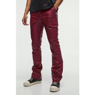Mens Cherry Slim Flared Pu Trousers