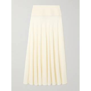 AlaÃ¯a Low-rise virgin wool maxi skirt - white - XL+