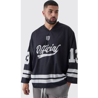 Mens Plus Official 13 Oversized Hockey T-Shirt In Black
