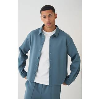 Mens Slate Blue Oversized Scuba Boxy Shirt