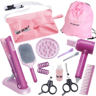 Girls Beauty Hair Salon Toys For Girls låtsas Spela hårstylist leksakssats med hårtork låtsas spela hårstyling leksakset
