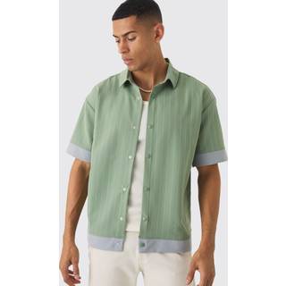 Mens Sage Oversized Pinstripe Contrast Shirt