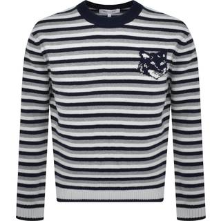Maison Kitsune Fox Head Stripe Knit Jumper Navy