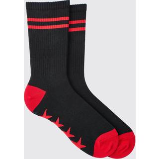 Mens Black Star Sole Graphic Stripe Socks