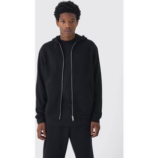 Mens Black 330GSM Basic Regular Fit Zip Through Hoodie