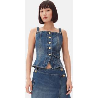 Ganni GANNI Heavy Washed Denim Top | Blue | tops Blue - Størrelse: 42 - Mid Blue Vintage - Blue - 42