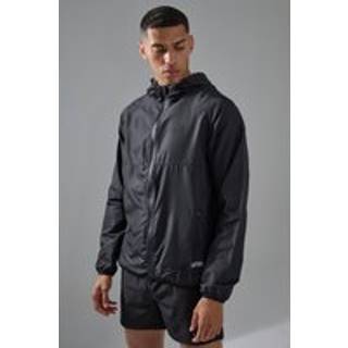 Mens Black Man Active Ripstop Shower Resist Windbreaker