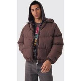 Mens Man Regular Fit Hooded Puffer Coat In Brown