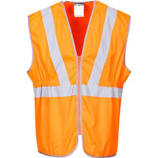 Hi-vis lang vest med lynlås - Orange (Størrelse: L)