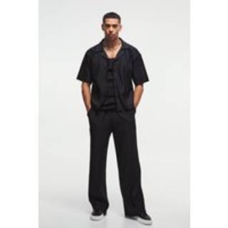 Mens Black Oversized Boxy Shirt & Straight Pleated Trouser Set