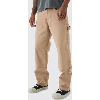 Mens Taupe Relaxed Twill Overdye Carpenter Trousers