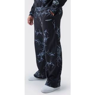 Mens Black Plus Relaxed All Over Print Jogger