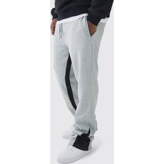 Mens Grey Marl Plus Stacked Fit Gusset Joggers