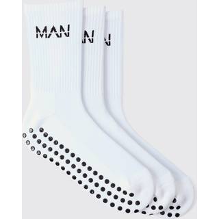 Mens White Man Active Cushioned Grip 3 Pack Sock