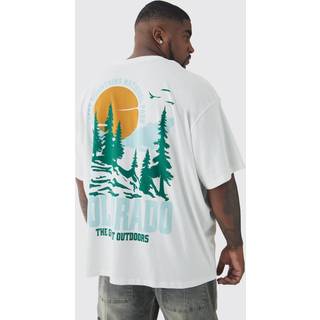 Mens White Plus Colorado Back Printed Oversized T-Shirt