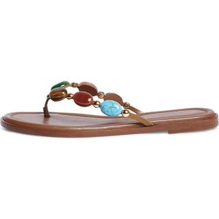 Gianvito Rossi Shanti embellished leather thong sandals - brown - EU 40.5