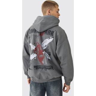 Mens Charcoal Oversized Linkin Park Wash License Hoodie