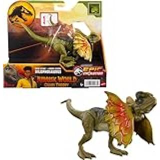Mattel Jurassic World Strike Attack Dinosaur Toy med singel-strejk action och rörliga leder dilophosaurus actionfigur inkluderar digital spel