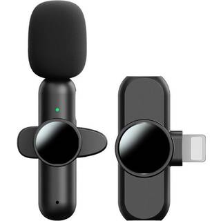 Trådløs Lavalier Clip-on Mikrofon med Vindhætte til iPhone, Lightning Stik