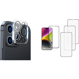iPhone 15 Pro / Pro Max Skærmbeskyttelse: 3D  og Kamerabeskyttelsesglas - 3 stk Pakke