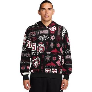 Jordan Essentials-pullover-hættetrøje i fleece og med print til mænd - sort - L