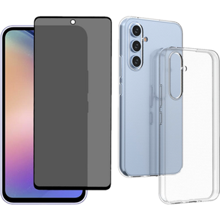 Samsung Galaxy A54 5G Skærmbeskyttelse, Beskyttelsesglas med Privacy Glas & Gennemsigtigt Silikone Cover