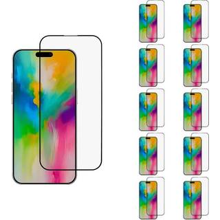 10 stk. iPhone 16 Pro skærmbeskyttelse hærdet glas sort kant 9H