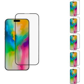 5 stk. iPhone 16 Pro skærmbeskyttelse hærdet glas sort kant 9H