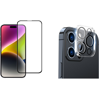 iPhone 15 Pro Max Skærmbeskyttelse - Beskyttelsesglas og Kamera Glas, inklusiv 3D Glas