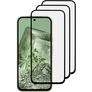 Google Pixel 8a skærmbeskyttelse - ridseresistent 3D glas, anti-fingeraftryk, klar, pakke med 3 stk