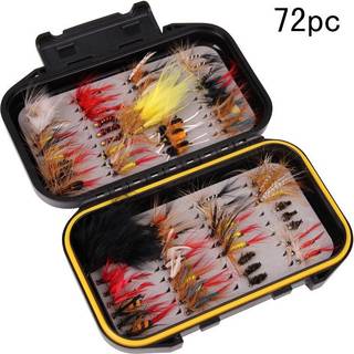 Fluefiskeagn sæt med boks - 72 håndlavede fiskefluer til fiskeri