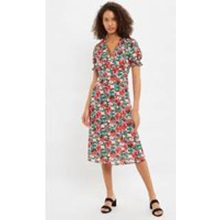 Louche Corina Flower Splash Print Midi Tea Dress