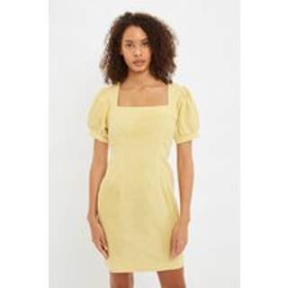 Louche Anouk Summer Gingham Body Con Mini Dress In Yellow