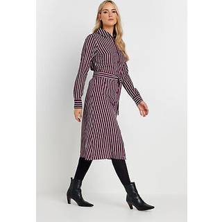 Lts Tall Burgundy Red Striped Long Sleeve Shirt Dress Size 18