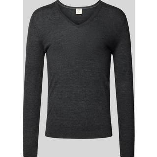 OLYMP Herren V-Pullover grau unifarben