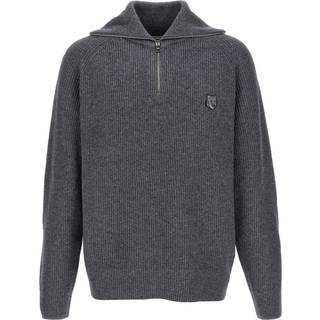 Maison Kitsune Bold Fox Head Half Zip Jumper Grey