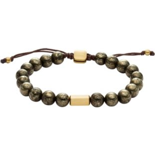 Fossil herrgalaxpärlor grå pyritpärlade armband