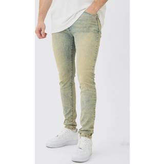 Mens Tall Skinny Stretch Tinted Jeans Bleach Wash