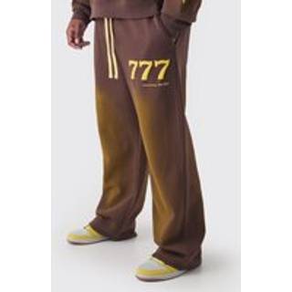 Mens Brown Relaxed Fit Puff Print Spray Wash Moto Joggers