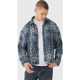 Mens Black Oversized Brushed Abstract Overshirt