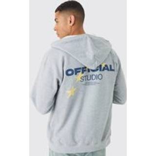 Mens Grey Regular Fit Official Studio Zip Through Hoodie
