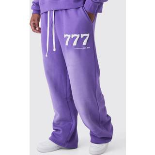 Mens Purple Relaxed Fit Puff Print Spray Wash Moto Joggers
